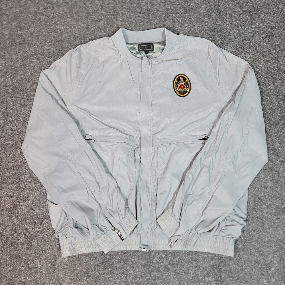 Diamond Supply Co Cordova Bomber Jacket Mens Large Gray Crest Logo Windbreaker